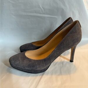 Ivanka Trump Career Office Platform Plaid Gray High Heels Pumps Size 6
